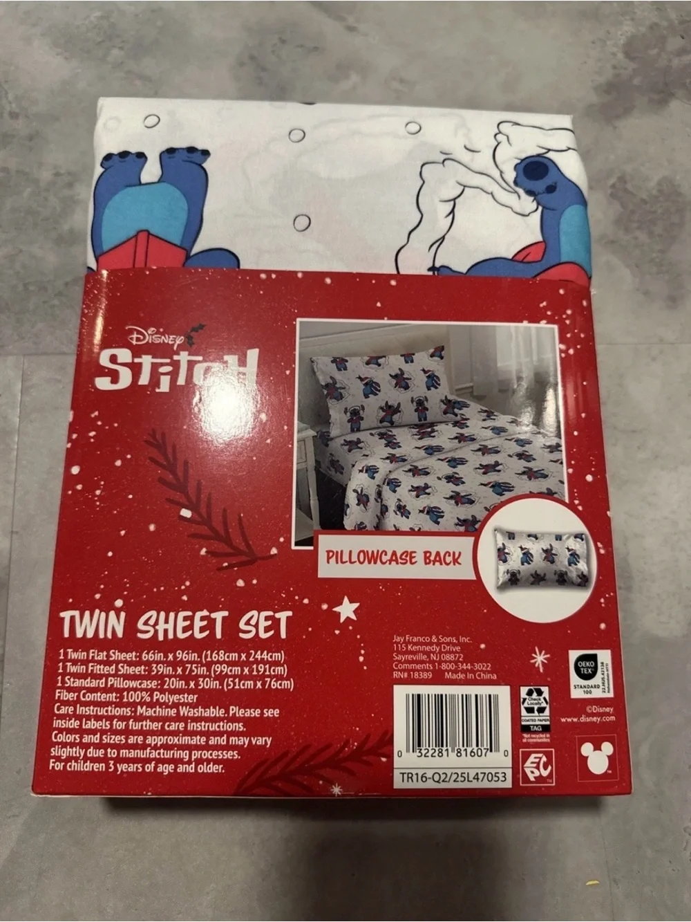 NEW Lilo & Stitch Twin 3 Piece sheet Set Winter Holiday 🖤